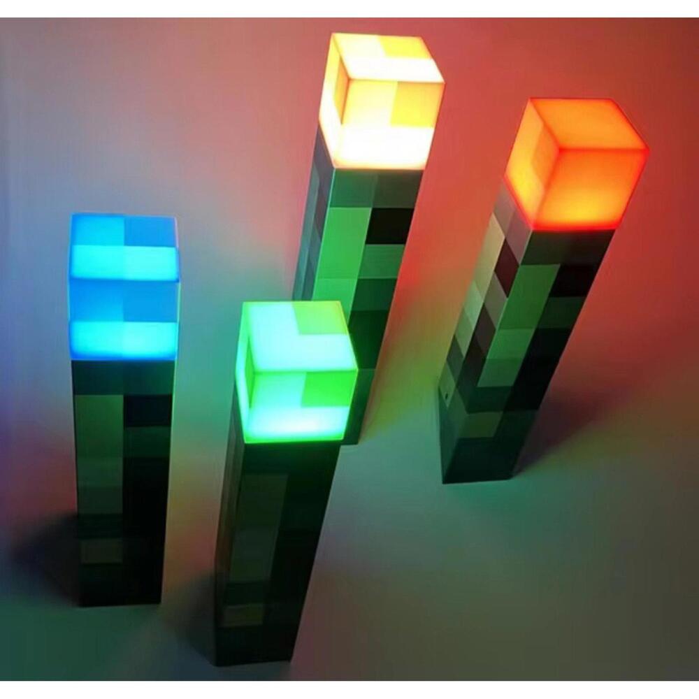 LED Minecraft Torch Lamp muil Colors Bedroom Decorative Light With USB Charging